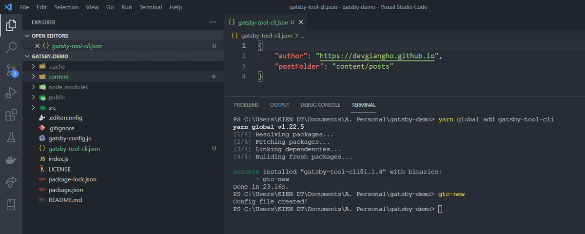 gatsby tool cli config