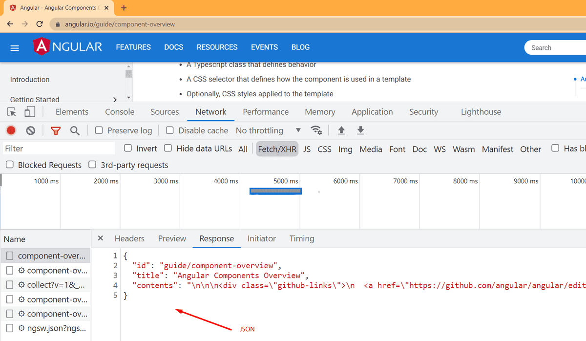 JSON response for a website