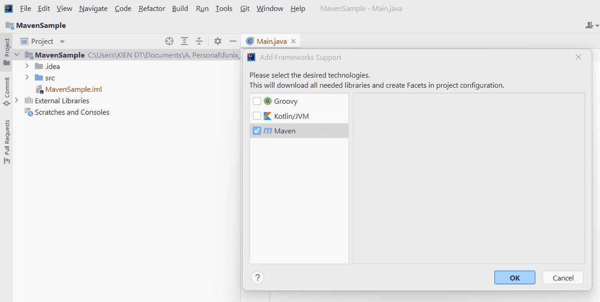 Add maven to intellij project